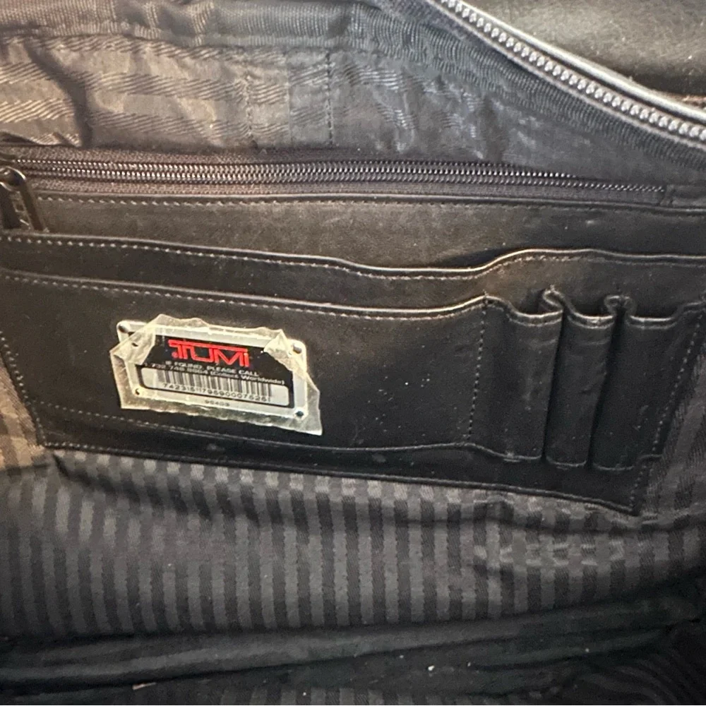 Tumi Black Napa Leather Deluxe Expandable Brief Laptop Travel Bag